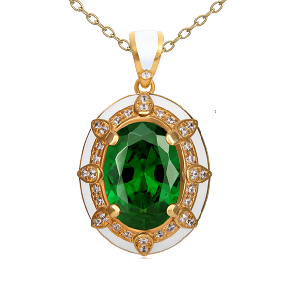 "Roksolana" with green quartz and diamonds