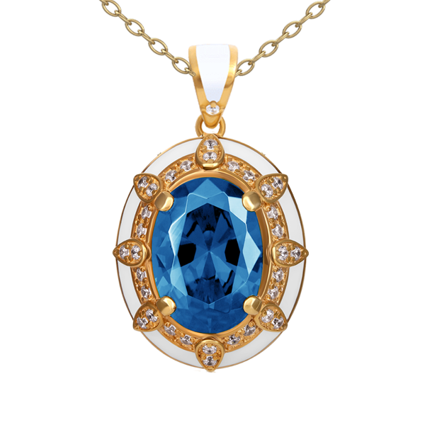"Roksolana"  gold pendant with topaz and diamonds