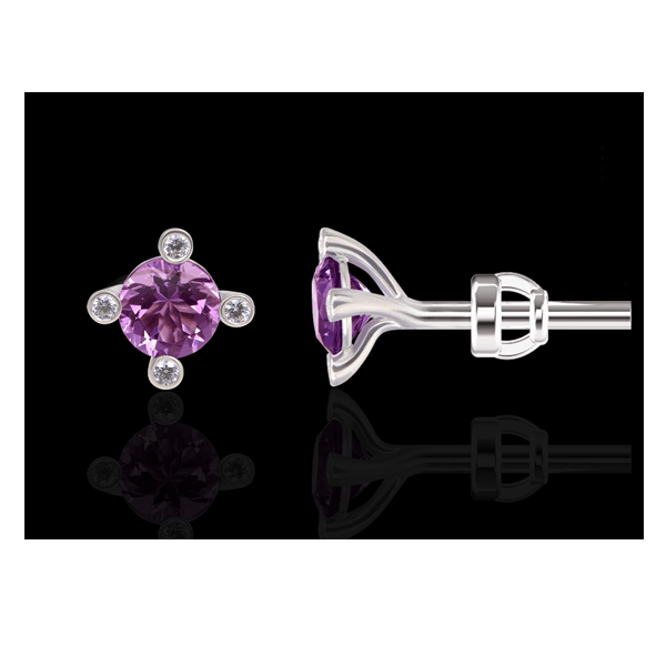 Stud earrings "Cassiopeia" with an amethyst