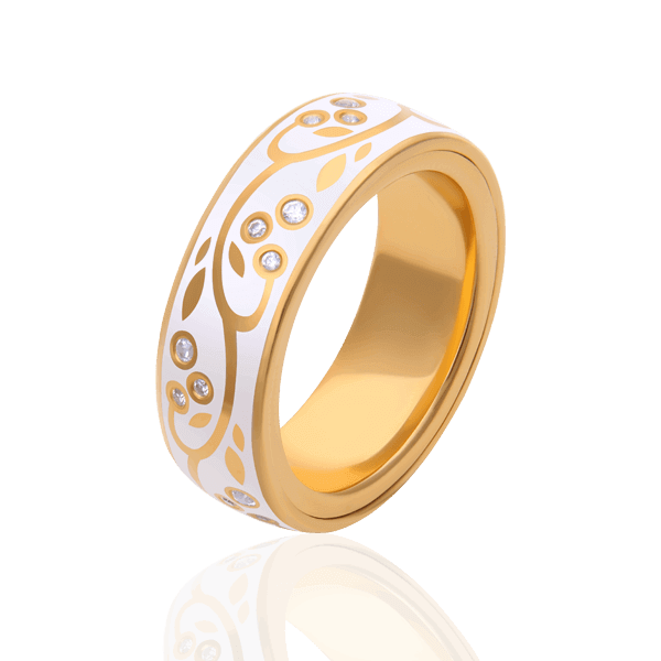 Вращающееся обручальное кольцо с эмалью